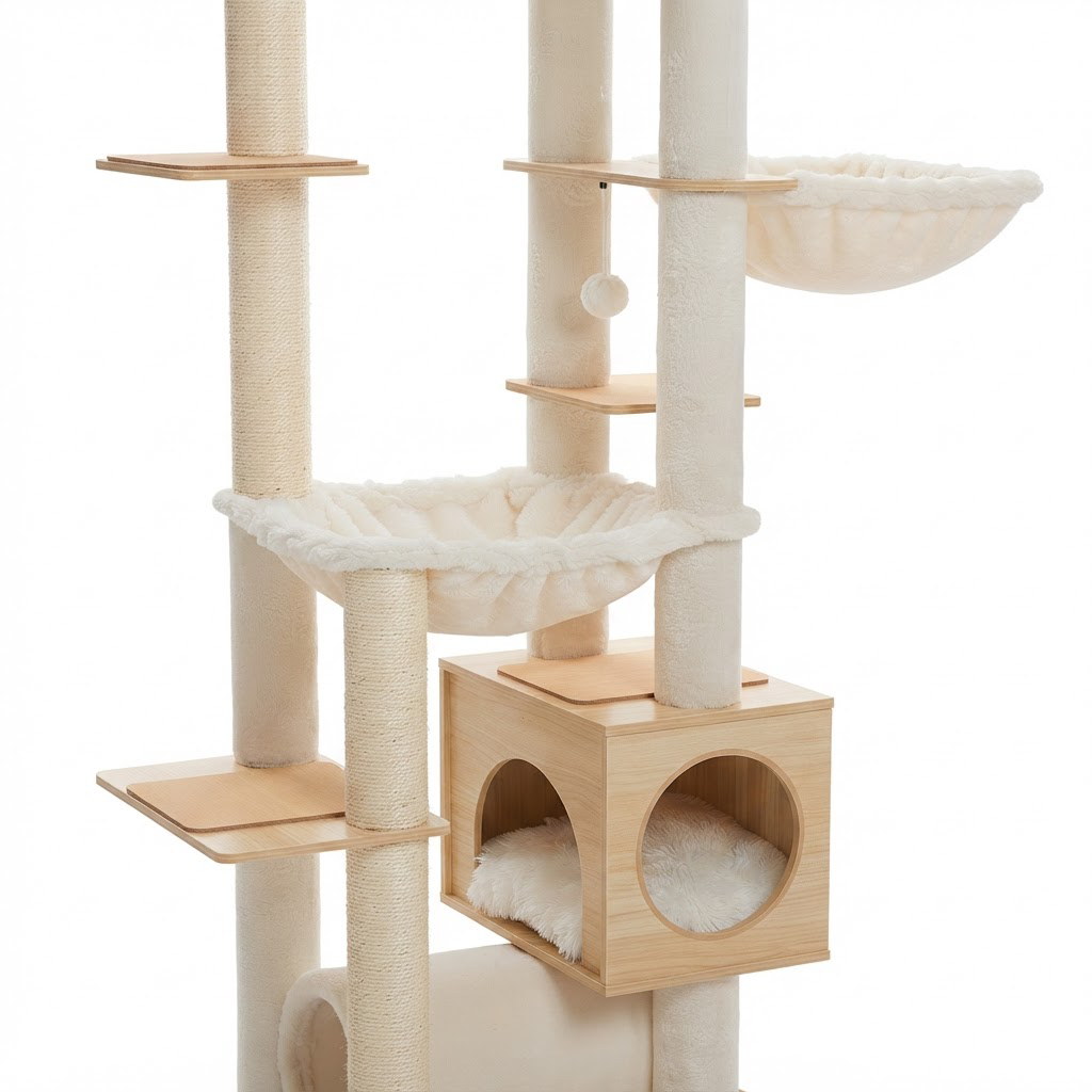 Arbre à Chat Sol-Plafond Bois – 256 cm