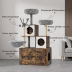 Arbre à Chat Luxe Bois – 146 cm