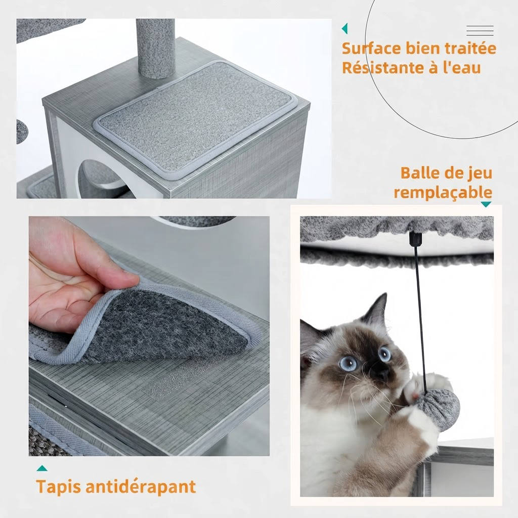 Arbre à Chat Bois Premium Moderne – 89 cm