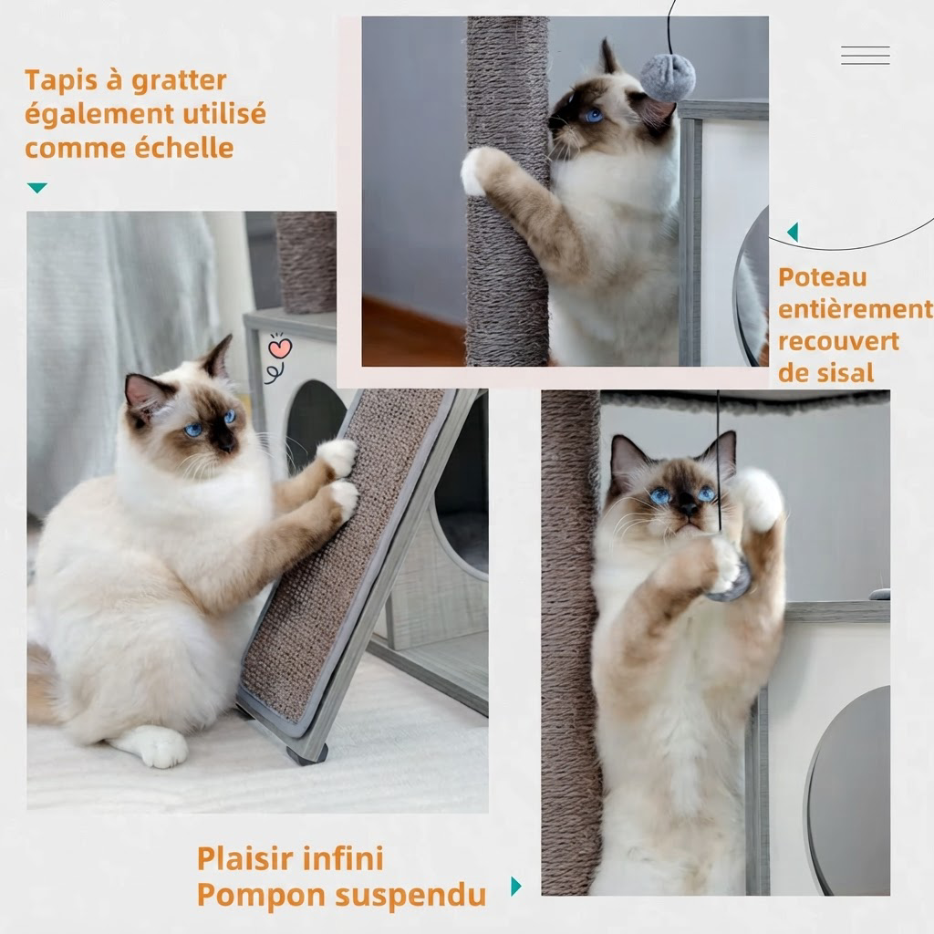 Arbre à Chat Bois Premium Moderne – 89 cm