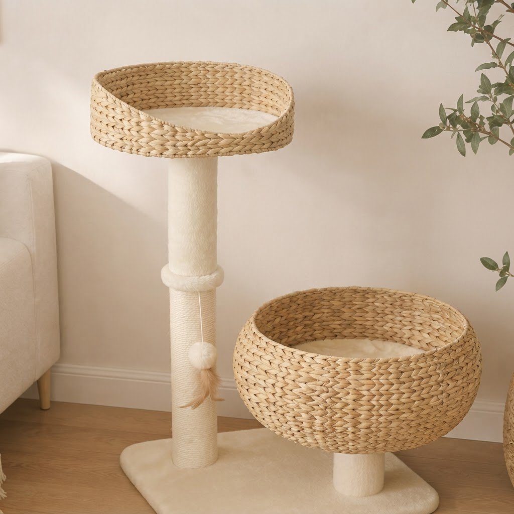 Arbre à Chat Bois Cosy 2 paniers - 72 cm