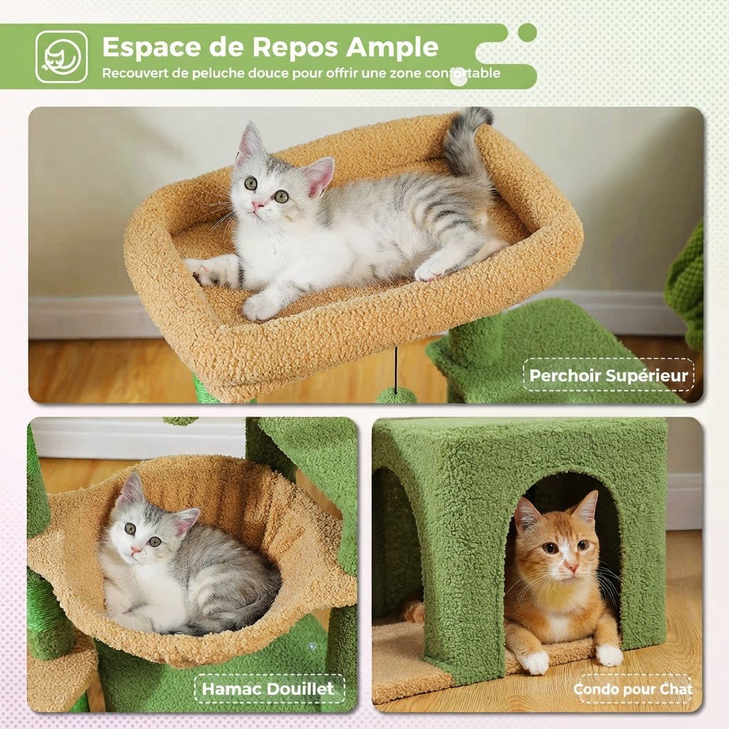 Arbre à Chat Bois Compact – 92 cm