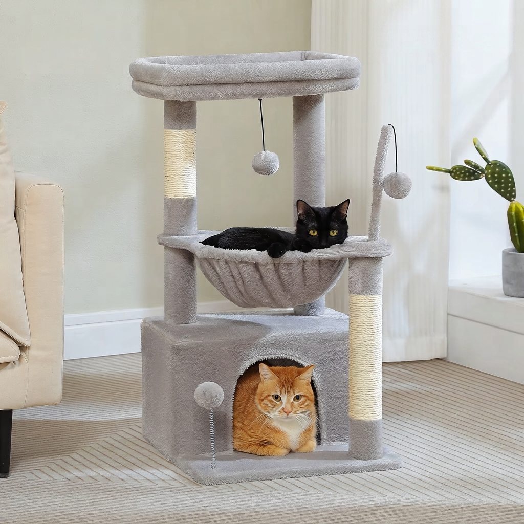 Arbre à Chat Compact – 84 cm – 3 niveaux