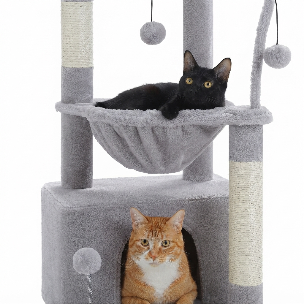 Arbre à Chat Compact – 84 cm – 3 niveaux